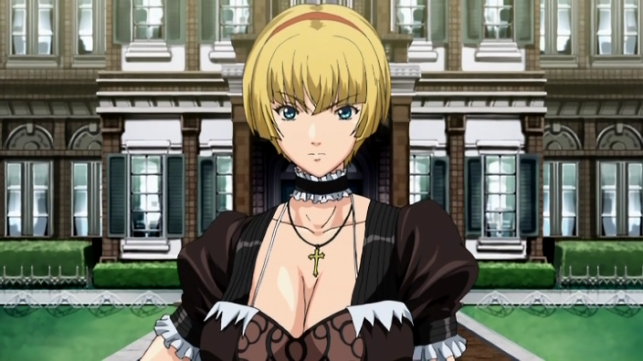 10s 1girl blonde_hair blue_eyes breasts erect_nipples eyebrows_visible_through_hair large_breasts looking_at_viewer mamiya_marisa nipples short_hair starless will_(company)