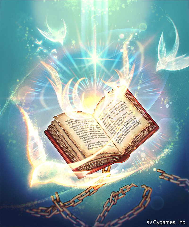 book book_focus chain company_name cygames glowing lens_flare light light_particles madogawa magic no_humans official_art open_book shadowverse sparkle underwater