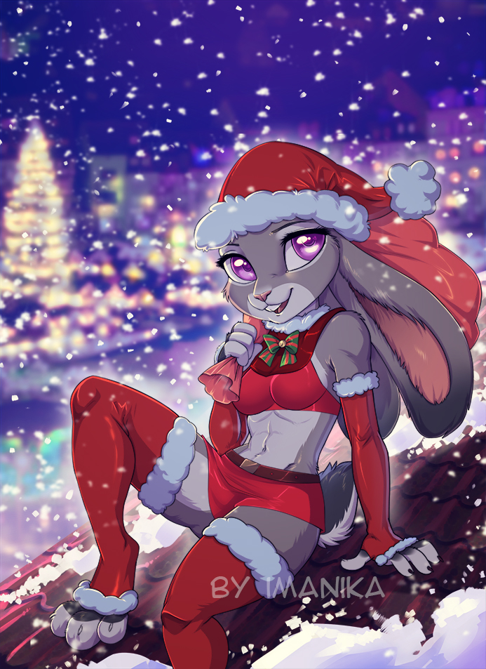 2017 3_toes abs absolute_territory anthro armwear bra buckteeth christmas clothed clothing digital_media_(artwork) dipstick_ears disney elbow_gloves female gloves hat holidays imanika judy_hopps lagomorph legwear looking_at_viewer mammal muscular muscular_female open_mouth pink_nose purple_eyes rabbit santa_hat snow solo teeth thigh_highs toes underwear zootopia