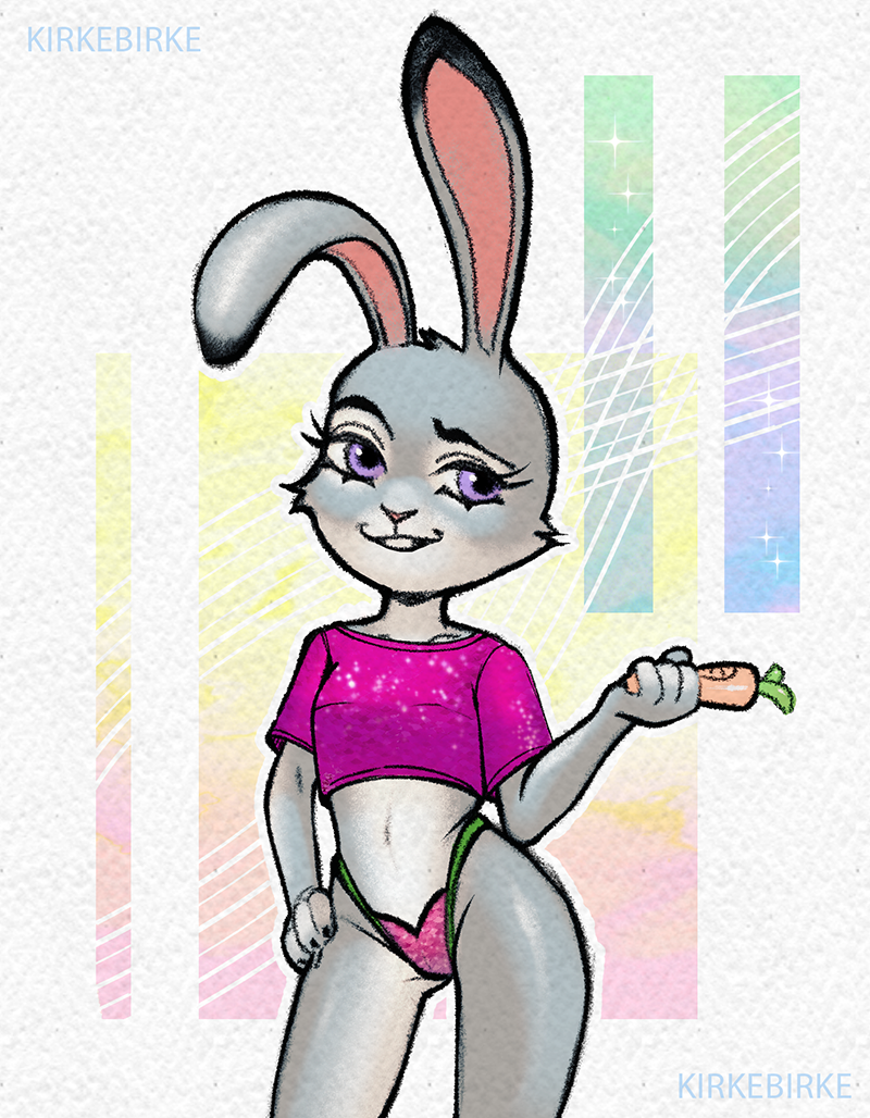 anthro clothing disney ears_up female furry hare invalid_tag judy_hopps kirkebirke lagomorph leporid mammal panties pinup playful pose rabbit smile solo underwear zootopia