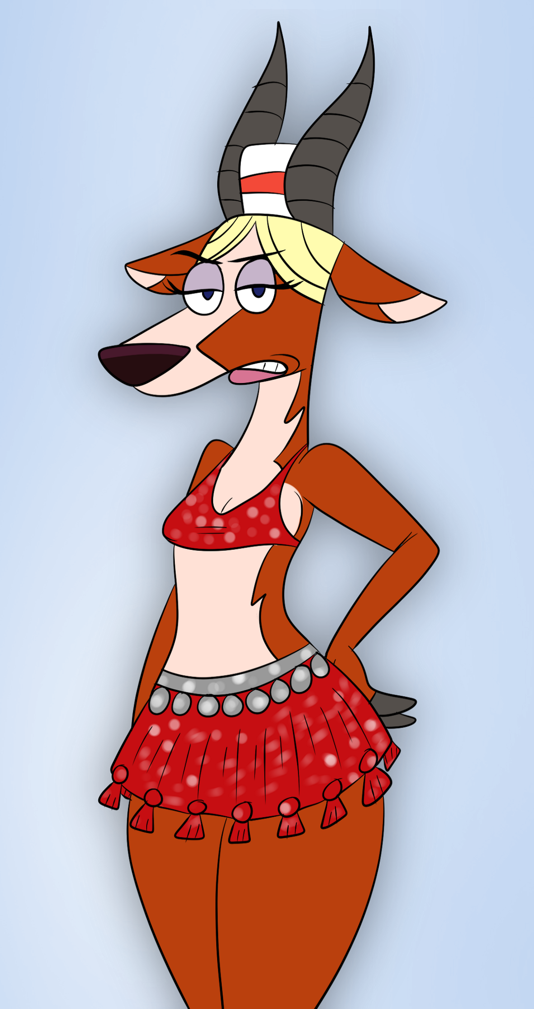 antelope anthro bovid cartoon_network clothing cosplay disney female gazelle gazelle_(zootopia) hair hat headgear headwear hi_res mammal my_gym_partner's_a_monkey nurse_clothing nurse_gazelle nurse_hat nurse_headwear scobionicle99 solo zootopia