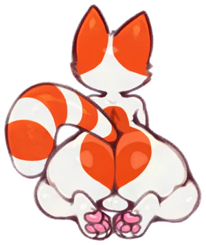 alpha_channel anonymous_artist anthro balls big_butt butt calico_pattern genitals glistening glistening_body low_res male markings marsey outline paws pose rear_view simple_background sitting solo striped_markings striped_tail stripes tail tail_markings thick_thighs toony transparent_background wpd