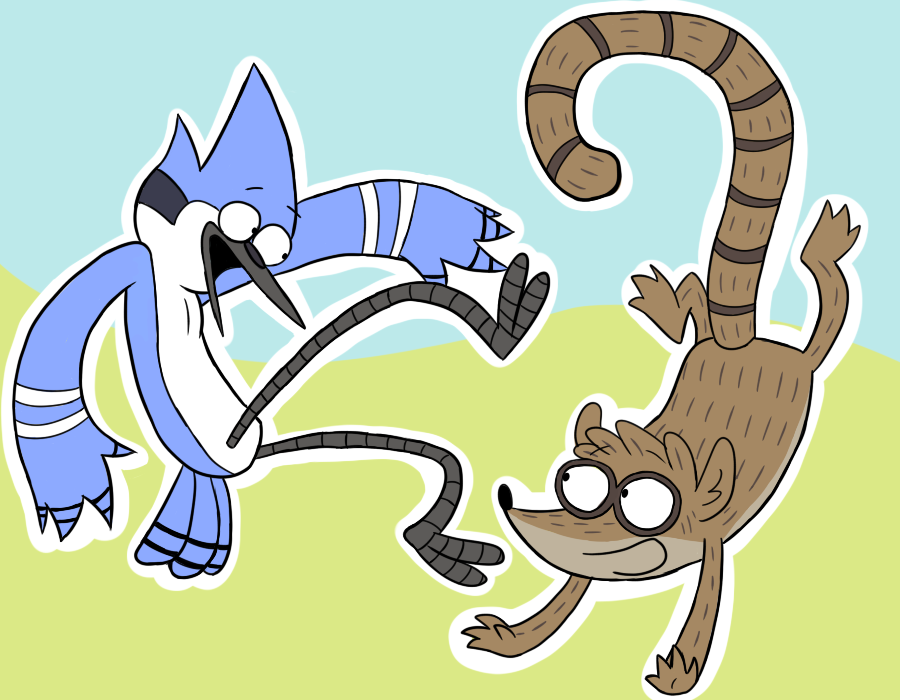 anthro avian beak cartoon_network fur male mammal mordecai regular_show rigby smile xiamtheferret