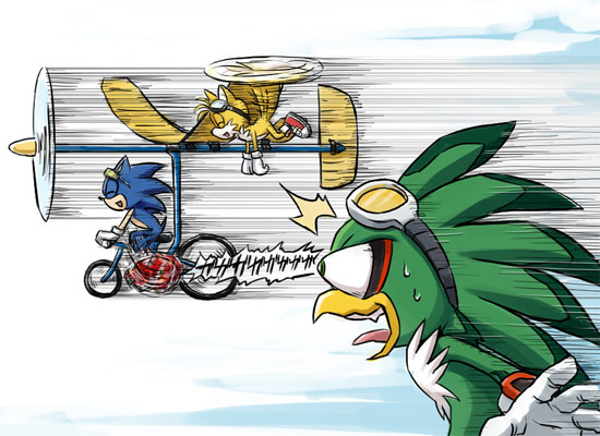 2009 aircraft airplane avian bike_(disambiguation) bird bulging_eyes canine clothing diy eyewear footwear fox gloves goggles goggles_on_head green_eyes hawk hedgehog karlo mammal miles_prower shocked shoes sonic_(series) sonic_the_hedgehog sweat