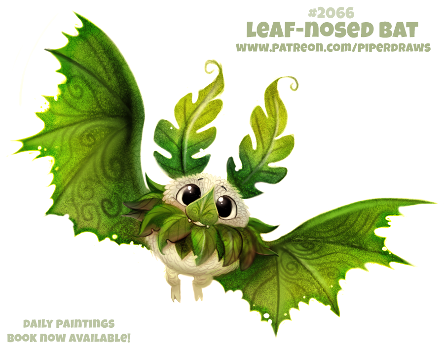 bat black_eyes cryptid-creations feral flora_fauna fur humor hybrid leaf mammal membranous_wings plant pun simple_background solo white_background white_fur wings