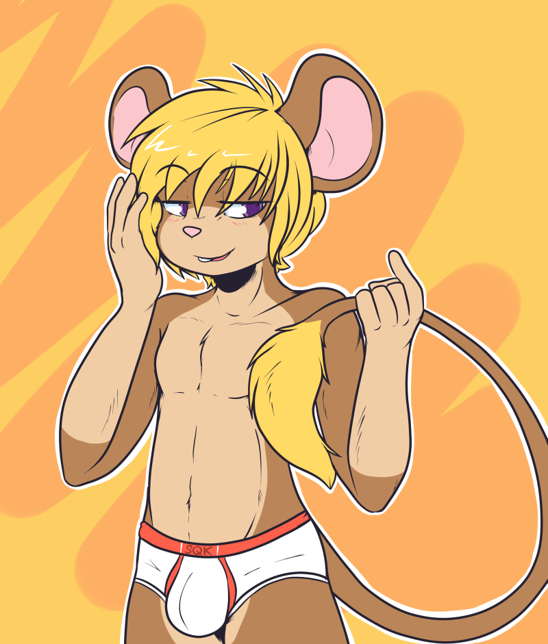 2016 blush briefs bulge clothing crackers male mammal mouse open_mouth rodent smile solo underwear