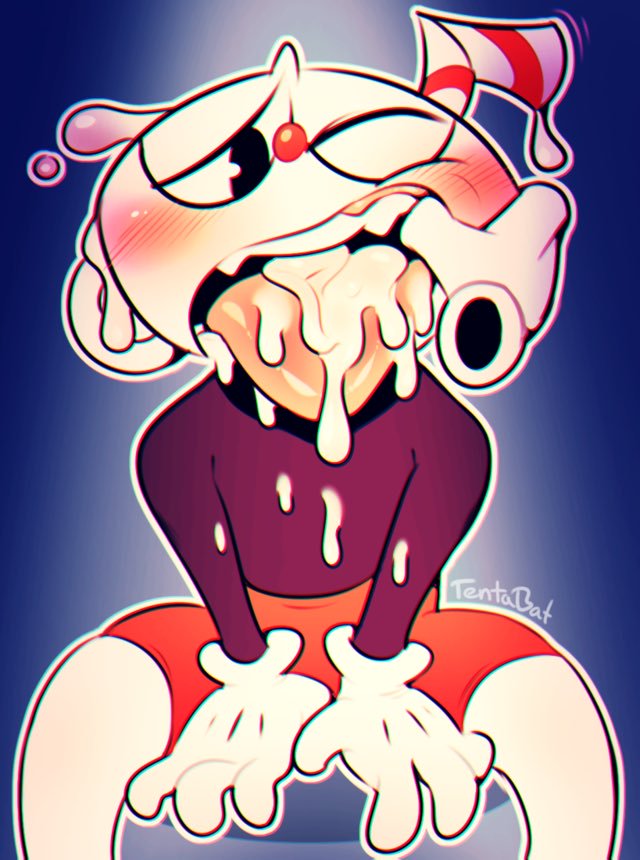 animate_inanimate better_version_at_source clothed clothing cum cum_in_mouth cum_inside cup cuphead_(character) cuphead_(game) disembodied_hand humanoid lizardbat_(artist) male male/male not_furry object_head one_eye_closed teeth tongue video_games