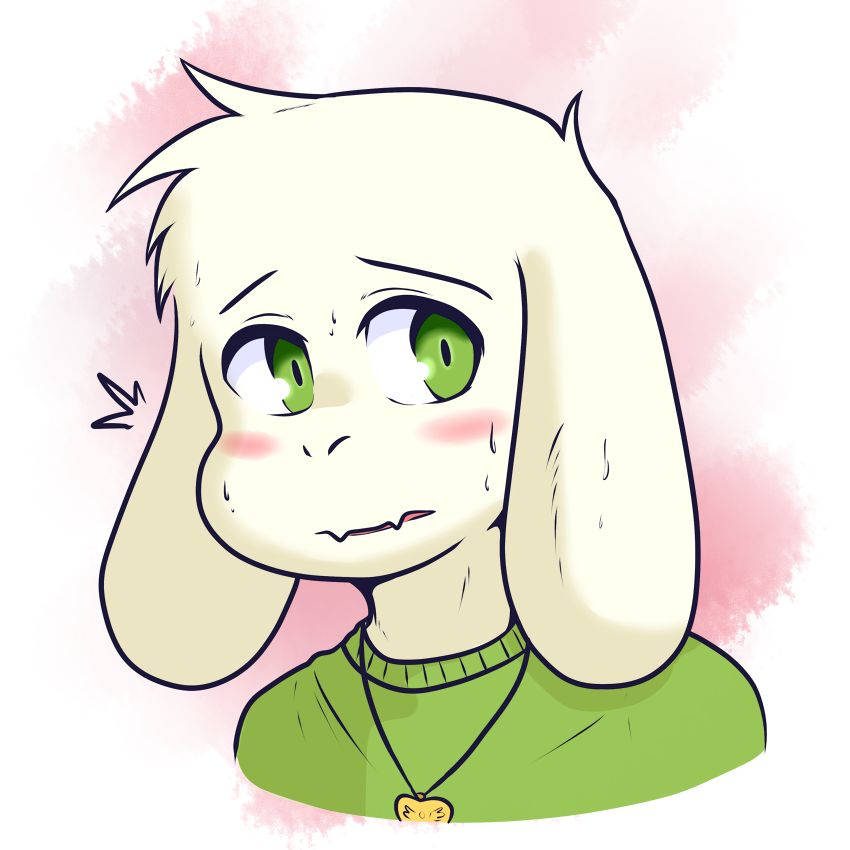 2017 alpha_channel anthro asriel_dreemurr blush boss_monster caprine crackers cub goat green_eyes jewelry male mammal necklace solo undertale video_games young