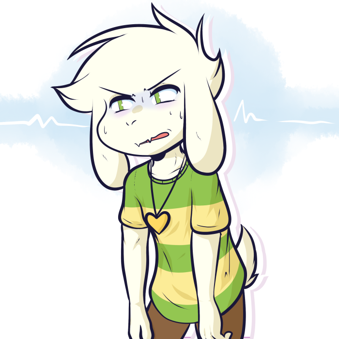 2018 asriel_dreemurr caprine clothing crackers cub goat green_eyes jewelry male mammal necklace open_mouth simple_background solo undertale video_games white_background young