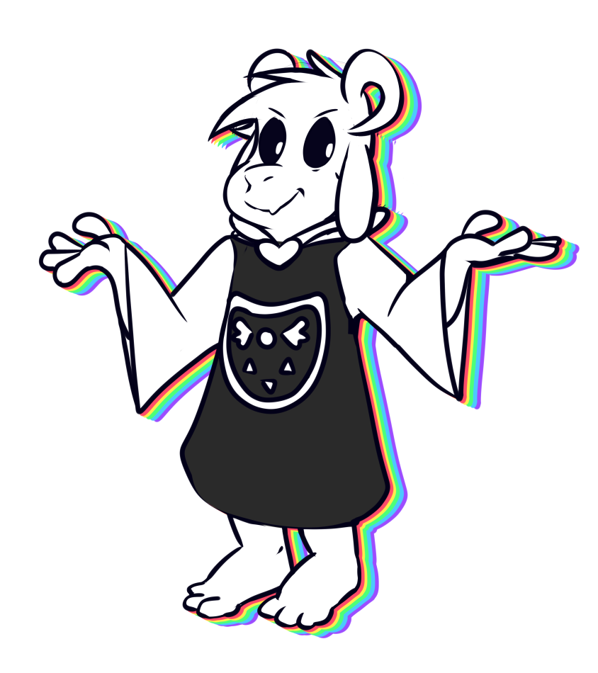 2018 asriel_dreemurr boss_monster caprine clothing crackers goat looking_at_viewer mammal simple_background solo standing tagme undertale video_games white_background