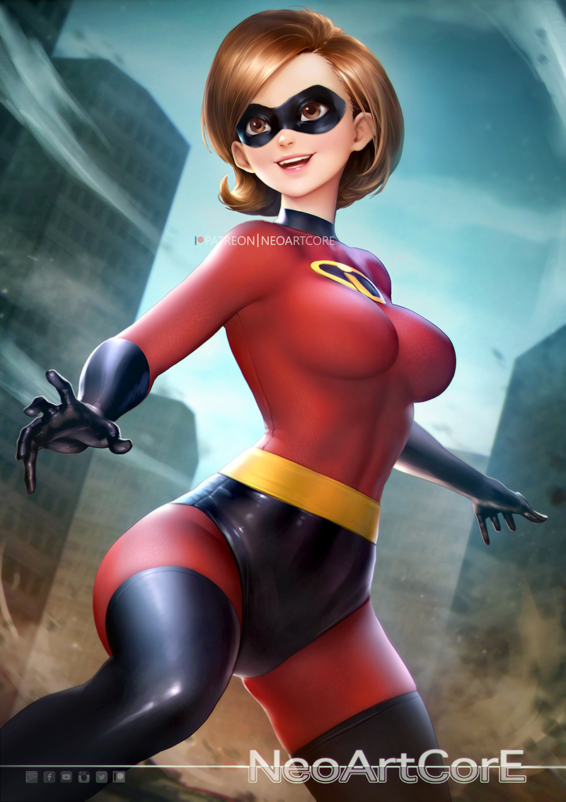artist_name black_gloves black_legwear bodysuit breasts brown_eyes brown_hair building city domino_mask elastigirl elbow_gloves eyes gloves helen_parr lips mask medium_breasts nose nudtawut_thongmai outdoors shiny shiny_clothes shiny_hair short_hair signature skin_tight smile solo spandex squatting superhero the_incredibles thighhighs thighs