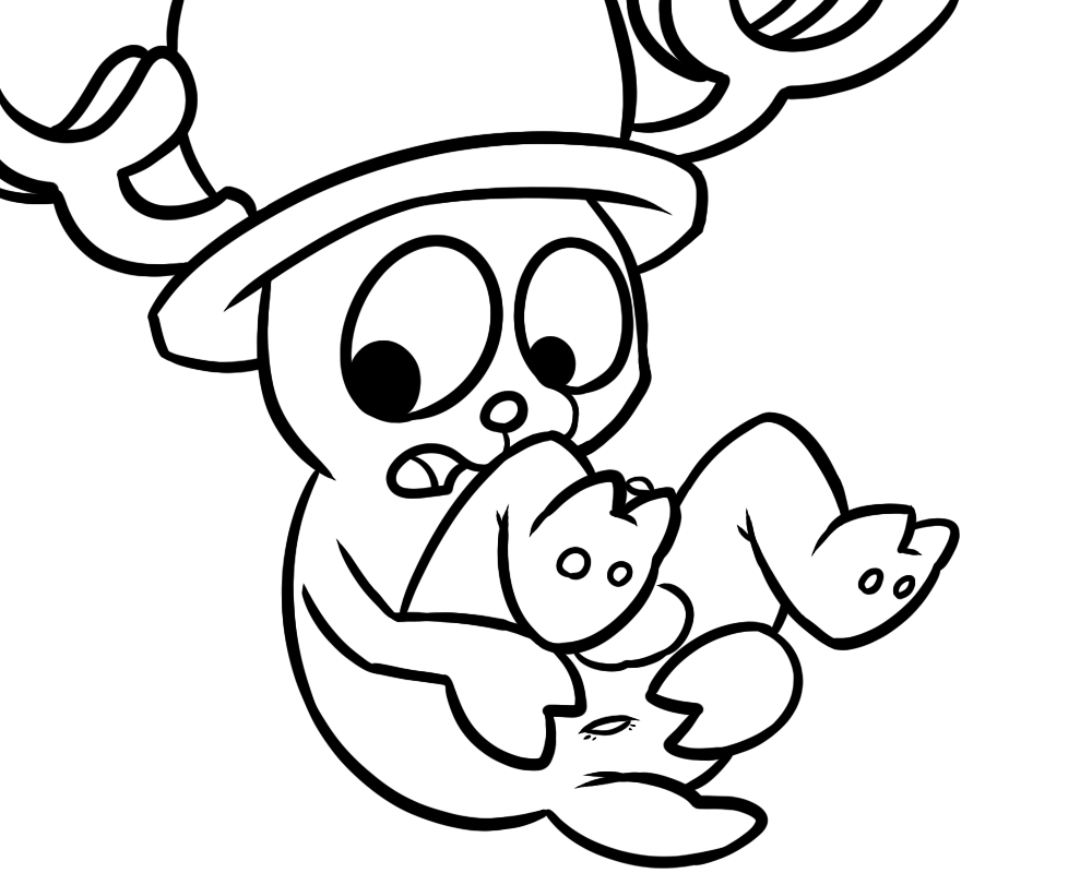 2_fingers 2_toes antlers anus balls black_and_white butt cervine hat horn male mammal monochrome one_piece open_mouth penis pokehidden semi-anthro simple_background solo spread_anus spreading toes tony_tony_chopper white_background