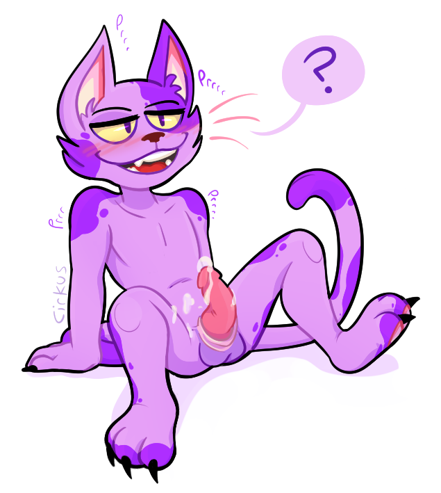 2018 3_toes ? alpha_channel animal_crossing anthro balls blush bob_(animal_crossing) cat cirkus claws digital_drawing_(artwork) digital_media_(artwork) dipstick_tail ear_tuft erection feline fur male mammal markings multicolored_fur multicolored_tail nintendo nude open_mouth penis purple_balls purple_eyes purple_fur purple_pupils purring simple_background smile solo teeth toe_claws toes transparent_background tuft two_tone_fur video_games yellow_sclera