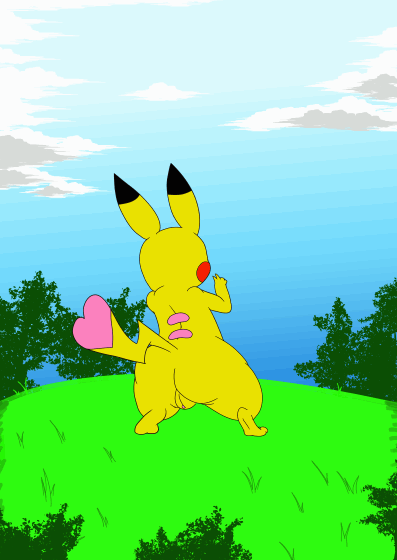 alternate_color animated artybear big_butt butt cleft_tail dancing female feral fur nintendo pikachu pok&eacute;mon pok&eacute;mon_(species) pussy raised_tail rear_view simple_background solo thick_thighs video_games wide_hips