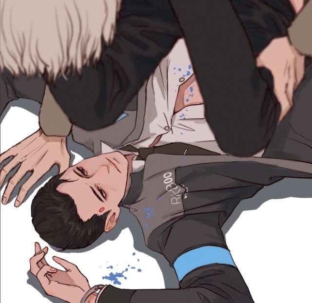 2boys age_difference anal button connor_(detroit) cuffs detroit:_become_human formal handcuffs hank_anderson male male_focus multiple_boys sex shirt suit tagme tie yaoi