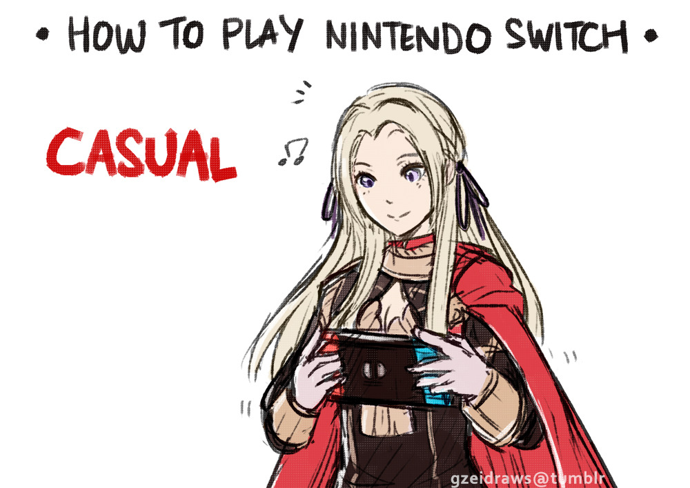 blonde_hair blue_eyes cape controller cravat edelgard_von_hresvelgr_(fire_emblem) fire_emblem fire_emblem:_fuukasetsugetsu game_console game_controller gloves gzei hair_ornament handheld_game_console holding joy-con long_hair nintendo nintendo_switch playing_games simple_background smile uniform white_background