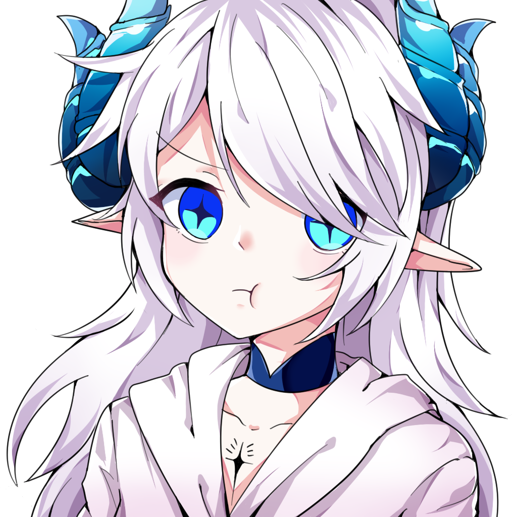 The Big ImageBoard (TBIB) - 1girl :t blue eyes blue horns chinese  commentary collarbone commentary request demon girl diabla (elsword)  elsword gradient horns hair over one eye horns long hair looking at