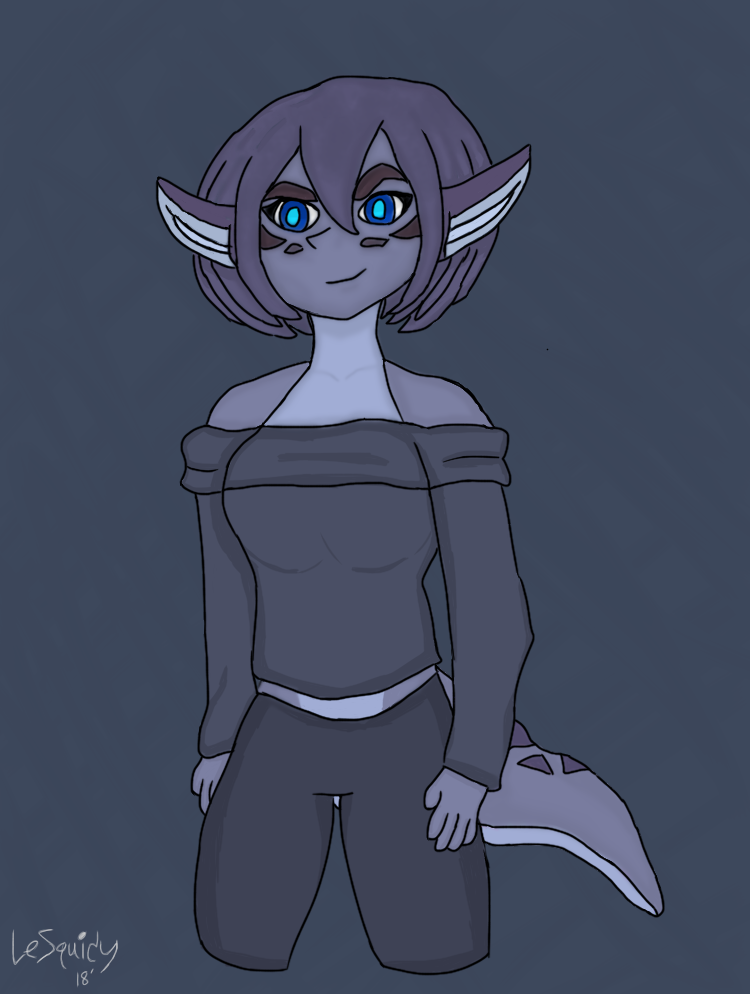 anthro breasts clothing colored_flesh dragon eyelashes female hair lesquidy pants pointy_ears scales scalie short_stack simple_background smolder solo watermark
