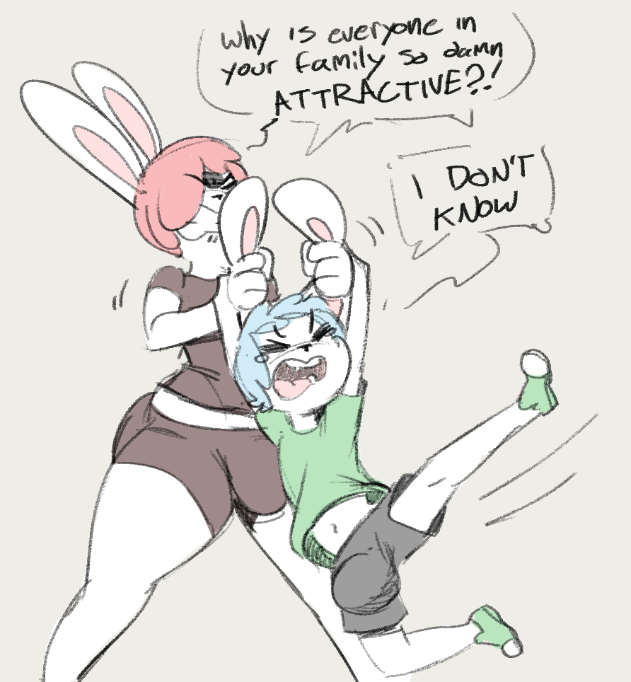 2018 angry angstrom anthro avery_(angstrom) big_bulge big_butt bulge butt clothing duo eyes_closed girly lagomorph male mammal marco_(angstrom) rabbit shorts tears thick_thighs wide_hips