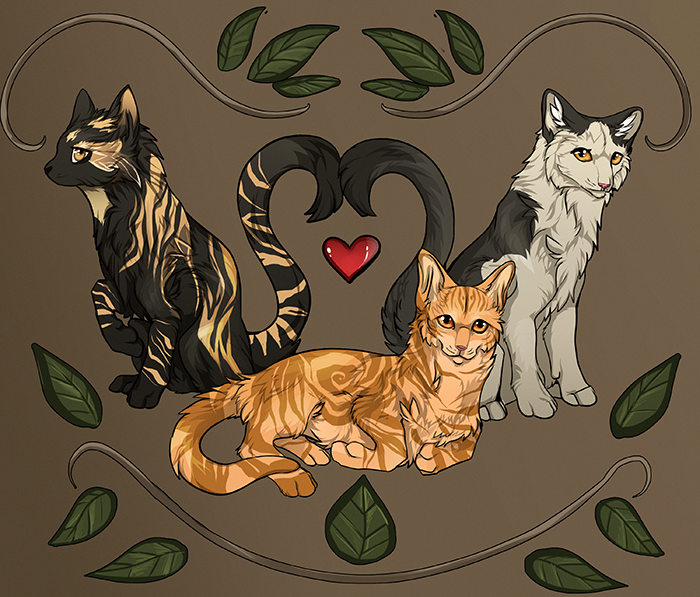 &lt;3 2013 amber_eyes black_fur cat digital_media_(artwork) feline feral fur group lying mammal maplespyder sitting