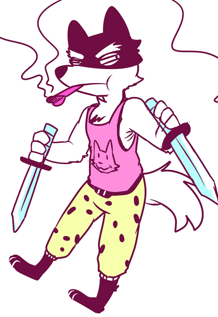 2015 3_toes angry anthro barefoot biped black_fur bone canine cheek_tuft chest_tuft clothed clothing dog doggo eyebrows feet fully_clothed fur half-closed_eyes holding_object holding_weapon male mammal melee_weapon multicolored_fur pants saku1saya shirt simple_background smoke smoking solo sword tank_top thick_eyebrows toes tuft two_tone_fur undertale video_games weapon white_background white_fur