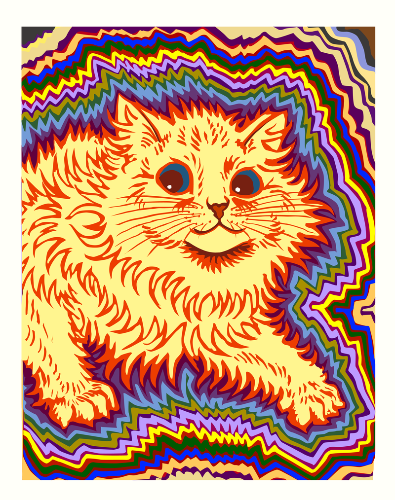 abstract_background ambiguous_gender cat creative_commons digital_media_(artwork) electricity feline fur hi_res license_info louis_wain mammal outline psychedelic public_domain redraw solo thredith vector whiskers yellow_fur