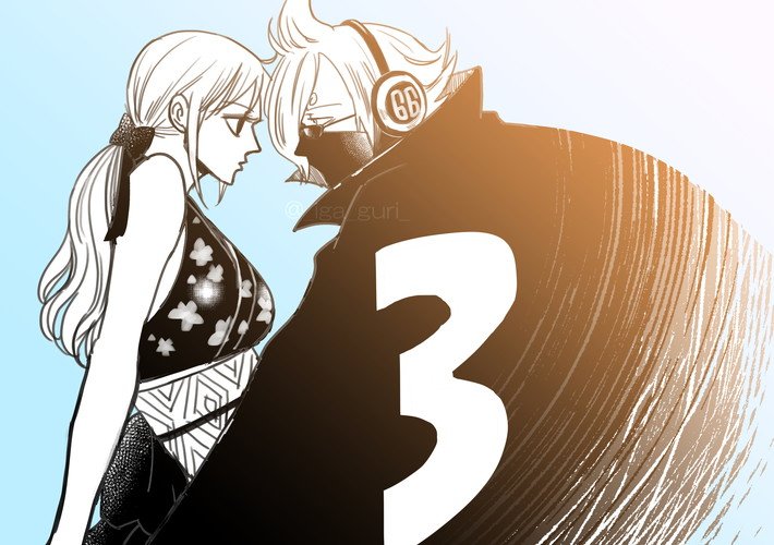 1boy 1girl eye long_hair nami_(one_piece) one_piece sanji