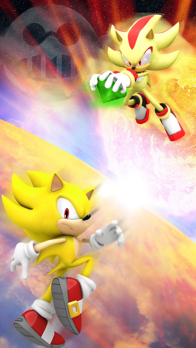 3d artist_request chaos_emerald earth emblem holding light multiple_boys projected_inset shadow_the_hedgehog sonic sonic_adventure_2 sonic_the_hedgehog source_request space space_colony_ark super_shadow super_sonic