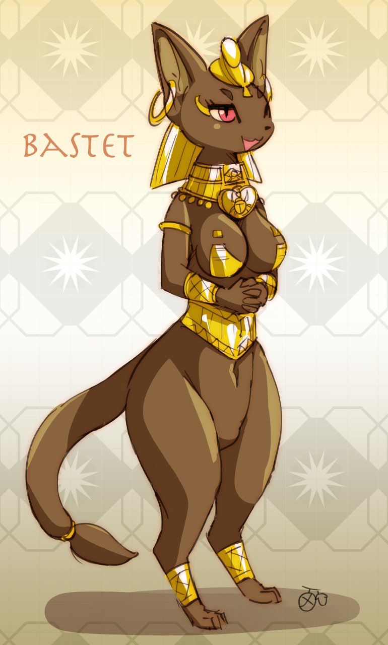 1girl bastet cat egyptian_clothes furry melonleaf open_mouth red_eyes solo