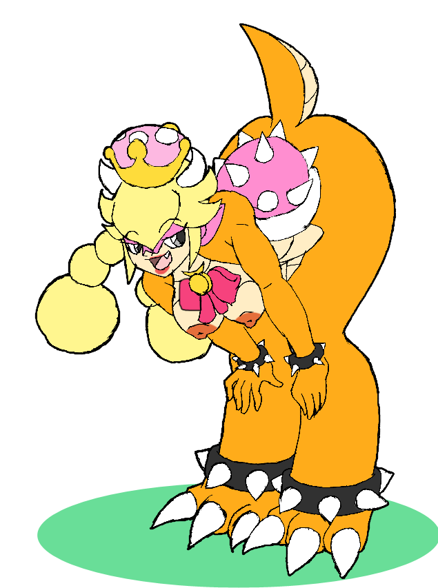 alternate_species anklet blonde_hair bracelet breasts butt crown female hair horn jewelry koopa lipstick makeup mario_bros nintendo nipples peachette piercing scalie shell spikes super_crown tryfag_(artist) twintails_(disambiguation) video_games