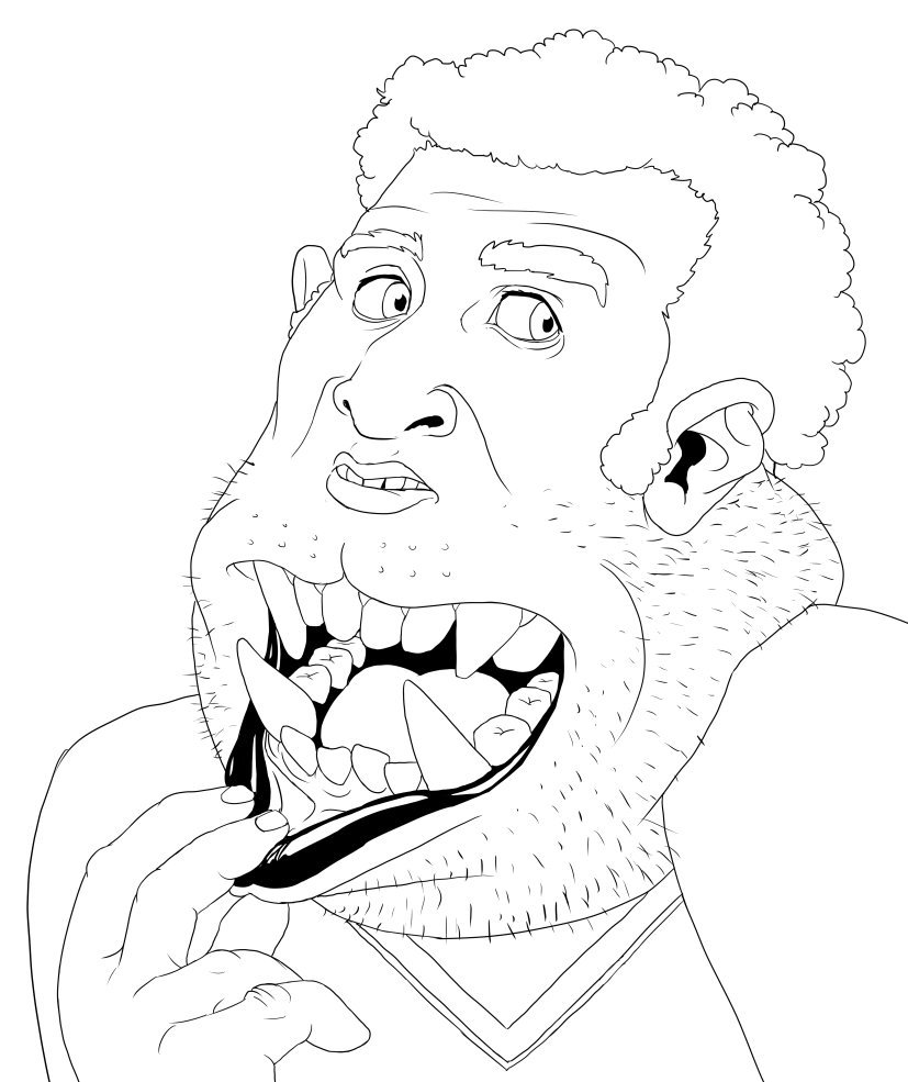 close-up humanoid mammal monster multi_mouth mutation nightmare_fuel post_transformation simple_background sketch swatcher what_has_science_done white_background