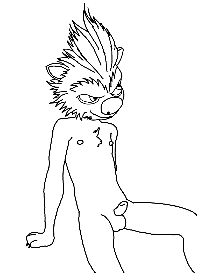 anthro balls canine chest_tuft claws erection hotel_transylvania looking_away looking_up male mammal naughty_face nipples nude penis reclining small_penis smile smirk solo spiky_hair tuft wally_werewolf_(hotel_transylvania) were werewolf