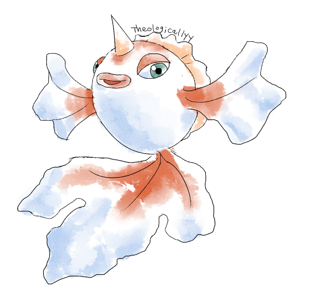 2015 ambiguous_gender artsy-theo digital_drawing_(artwork) digital_media_(artwork) featureless_crotch feral fin fish frill front_view full-length_portrait goldeen green_eyes horn looking_at_viewer marine nintendo open_mouth open_smile orange_body orange_tail pink_lips pok&eacute;mon pok&eacute;mon_(species) portrait signature simple_background smile solo spread_arms style_parody suspended_in_midair tail_fin tan_horn toony two_tone_body two_tone_tail video_games white_background white_body white_tail
