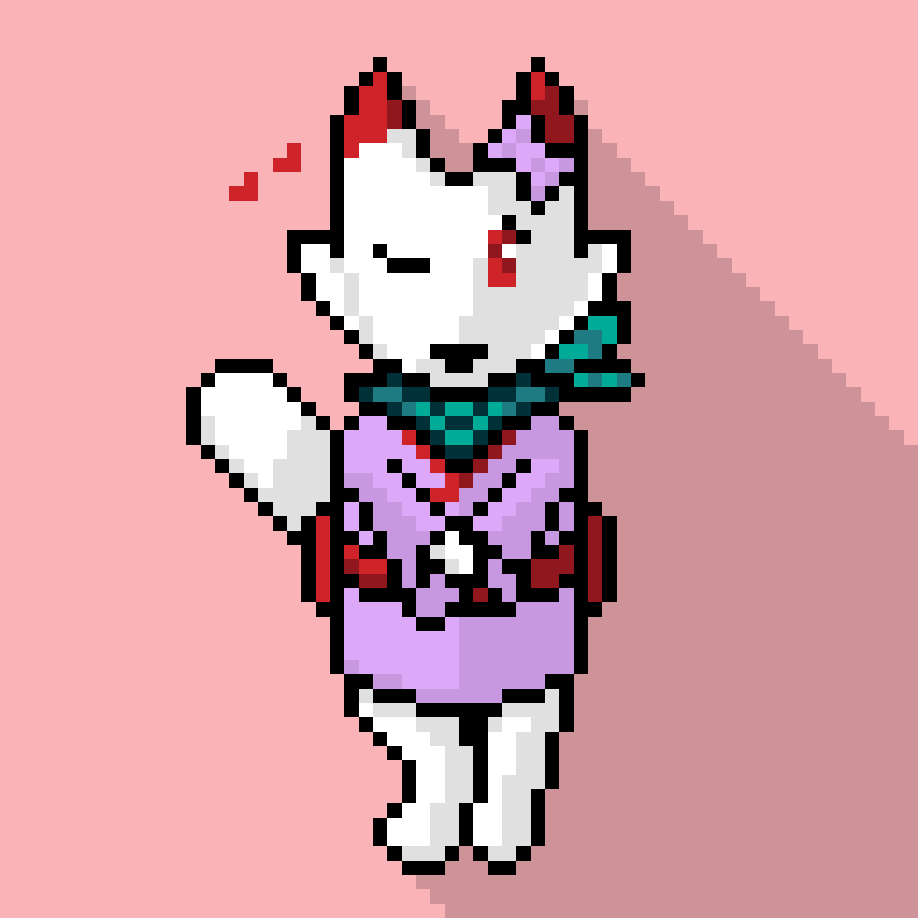 &lt;3 2019 anthro bow canine clothed clothing digital_media_(artwork) female fox fur harmony_scarf hikaru_kita_(hikaru_the_kitsune)_(character) hikaru_the_kitsune_(artist) japanese japanese_clothing kimono looking_at_viewer mammal one_eye_closed pixel pixel_(artwork) red_ears ribbons scarf simple_background solo white_fur white_tail wink