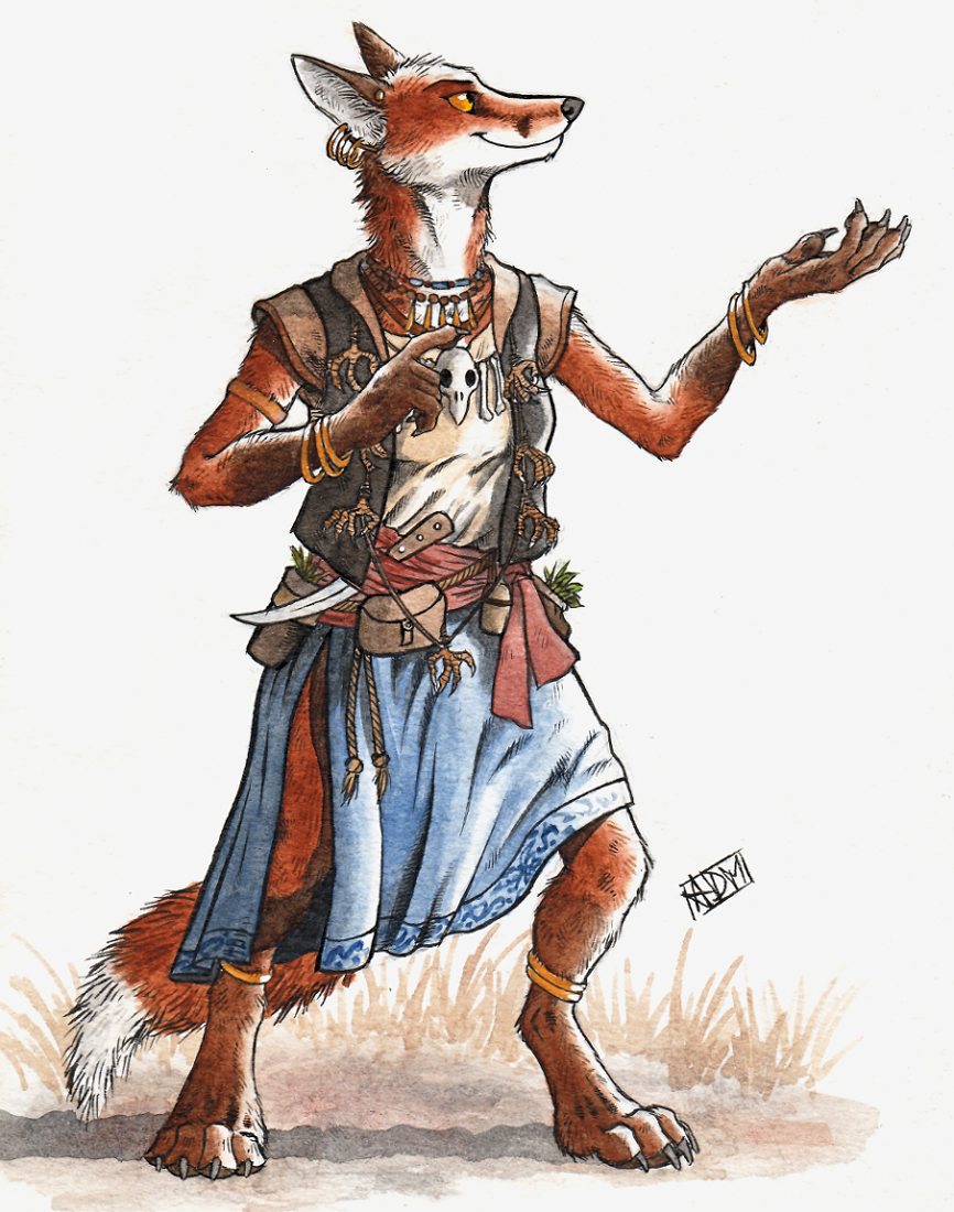0laffson 2016 4_toes 5_fingers anthro canine clothed clothing digitigrade female fox mammal no_sclera orange_eyes smile solo standing toes traditional_media_(artwork)