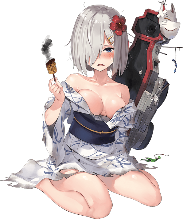 banned_artist blue_eyes breasts flower hamakaze_(kantai_collection) japanese_clothes kantai_collection kimono large_breasts official_art paseri silver_hair smoke solo tears transparent_background yukata