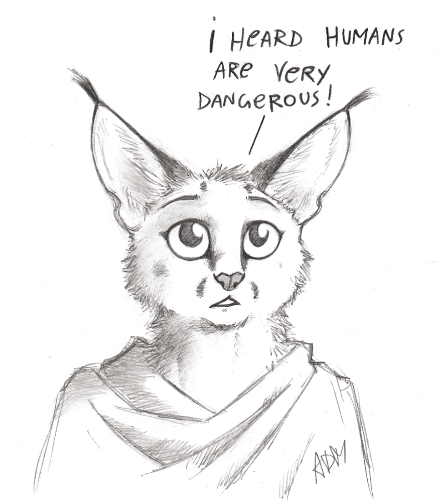 0laffson 2017 ambiguous_gender anthro caracal english_text feline mammal shadi_(0laffson) sketch solo text traditional_media_(artwork) young