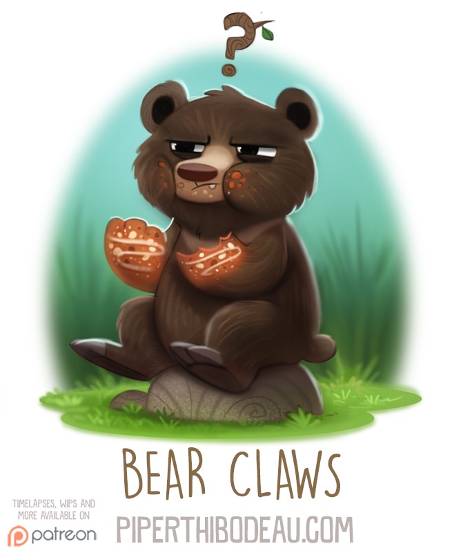 ? ambiguous_gender bear bear_claws better_version_at_source cryptid-creations eating english_text feral food fur grass half-closed_eyes mammal rock sitting solo text