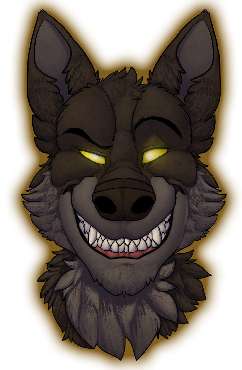 anonymous_artist canine fangs feral filth_hound fur glowing glowing_eyes mammal open_mouth raised_eyebrow simple_background teeth timber_wolf white_background wolf