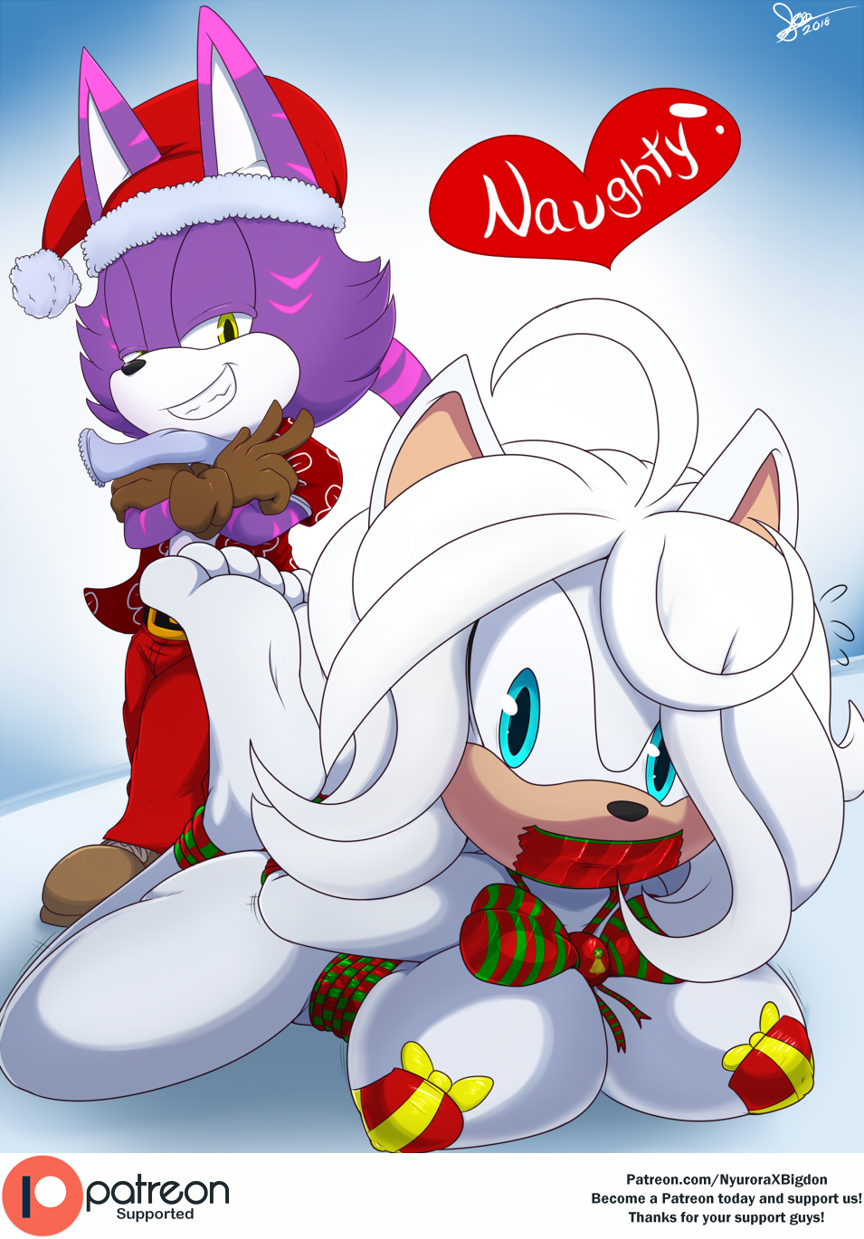 2018 amber anthro bdsm bigdon1992 bondage bound breasts cat cheshire_thaddeus_felonious christmas digital_media_(artwork) eulipotyphlan feline female hair hat hedgehog holidays invalid_tag male male/female mammal nyuroraxbigdon patreon santa_hat simple_background smile sonic_(series)