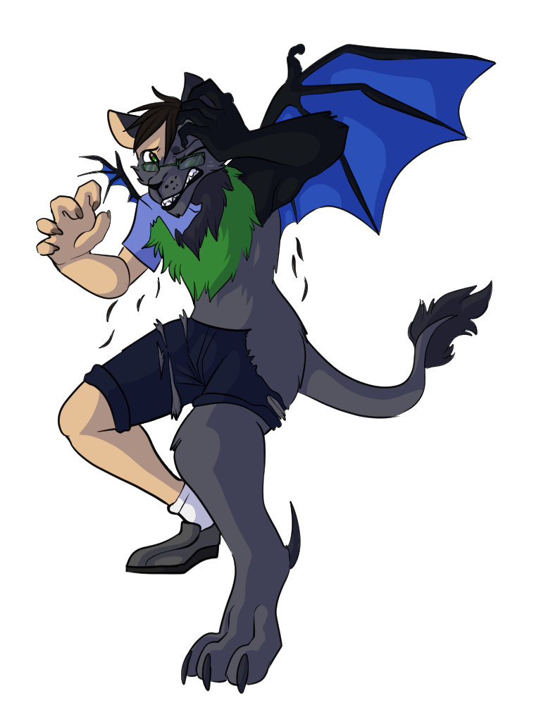 2017 3_toes 5_fingers alpha_channel anthro canine claws clothing digital_drawing_(artwork) digital_media_(artwork) dragon footwear fur green_eyes grimace hair hybrid looking_at_viewer male mammal paws ryzzaktfs scales shoes simple_background toes torn_clothing transformation transparent_background voldrak wings wolf