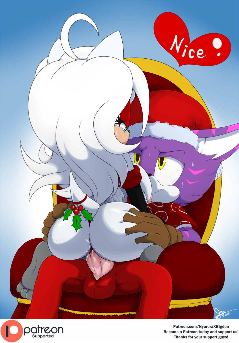 2018 amber anthro bigdon1992 breasts butt cat cheshire_thaddeus_felonious christmas clothing digital_media_(artwork) duo erection eulipotyphlan feline female hair hat hedgehog holidays male male/female male_penetrating mammal nipples nyuroraxbigdon patreon penetration penis riding santa_hat sex simple_background sitting smile sonic_(series) vaginal vaginal_penetration wet