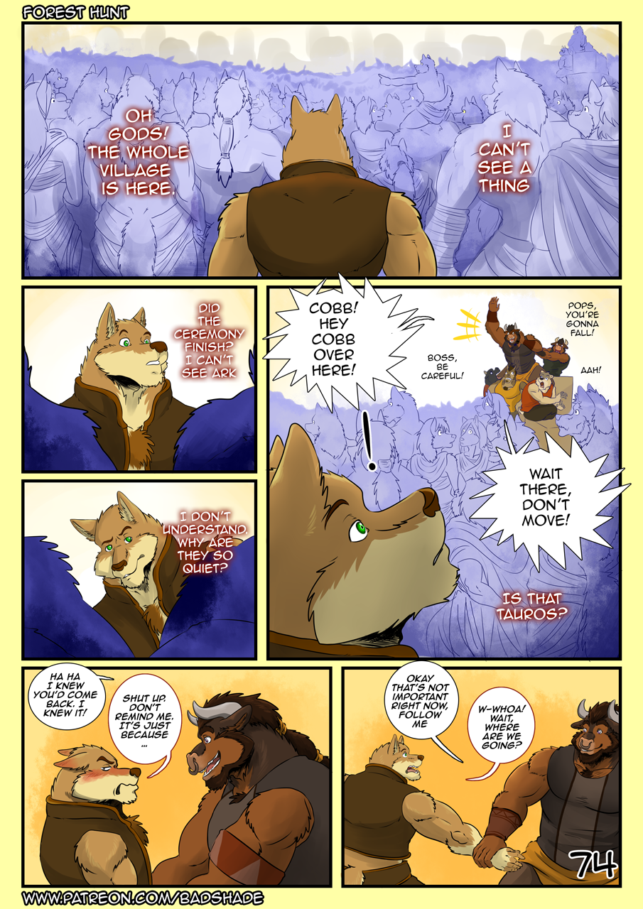 2018 bear blush bovine canine cobb_(shade) comic crowd english_text equine group horse male mammal minotaur shade_the_wolf tauros_(shade) text wolf