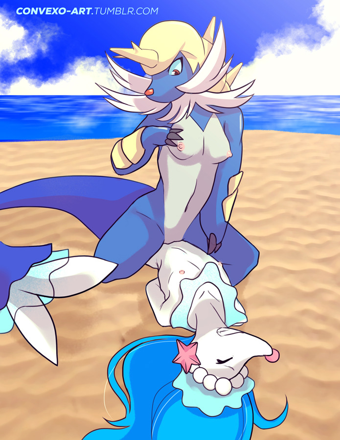 anthro anthrofied beach blue_hair breasts claws convexo digital_media_(artwork) duo echinoderm female female_on_top hair hi_res long_hair male male/female mammal marine navel nintendo nipples nude on_top open_mouth outside pinned pok&eacute;mon pok&eacute;mon_(species) pok&eacute;morph primarina pussy red_eyes samurott sand seaside sex sky solo starfish starfish_(accessory) vaginal video_games water