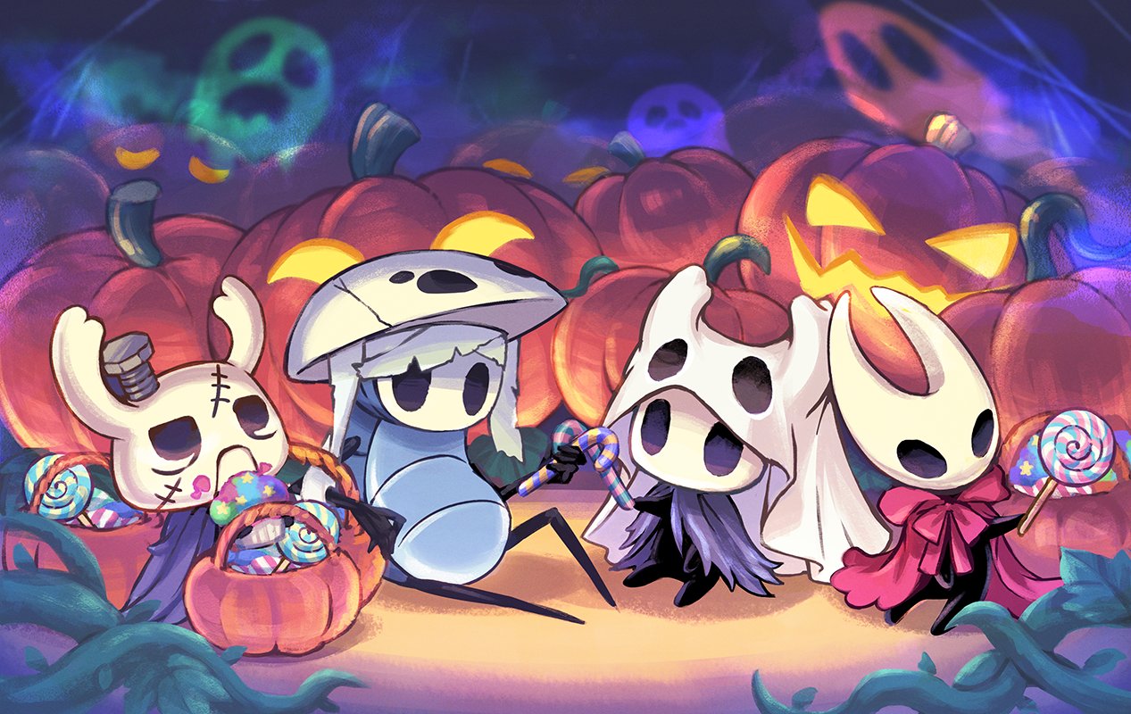 arthropod costume halloween holidays hollow_knight hollow_knight_(species) hornet_(hollow_knight) insect protagonist_(hollow_knight) quirrel_(hollow_knight) sweets tea_jp_07 zote_(hollow_knight)