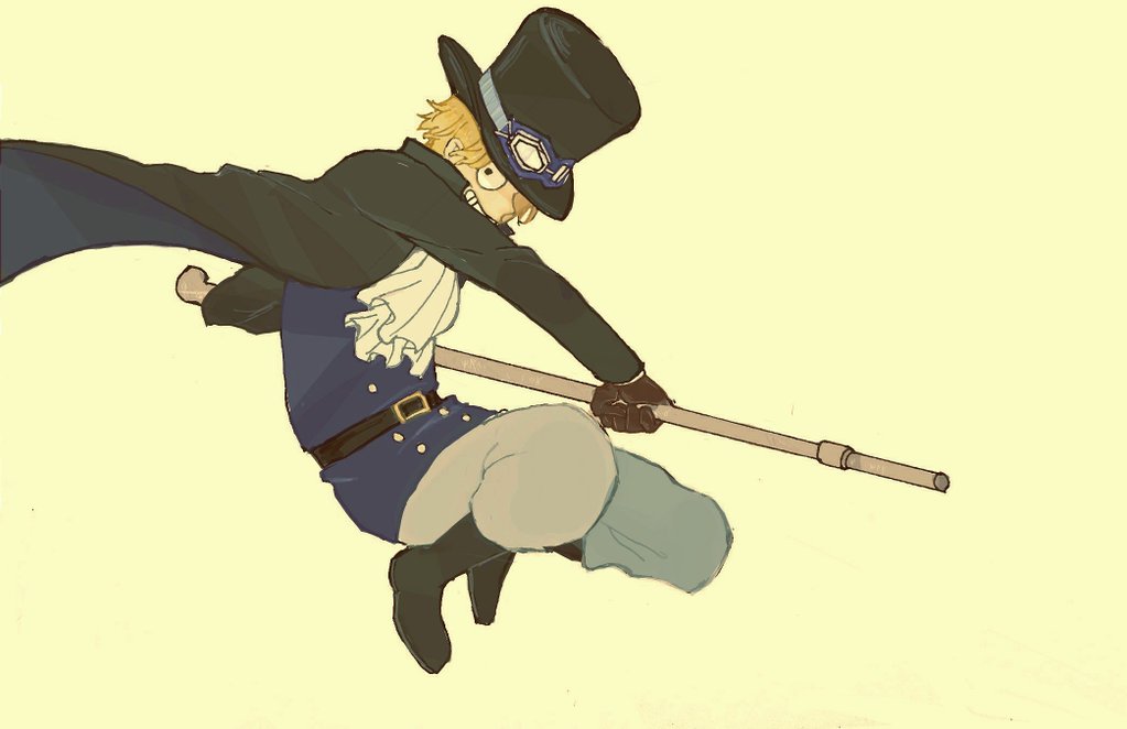 1boy belt black_belt black_coat black_footwear blonde_hair boots brown_gloves coat full_body gloves goggles goggles_on_headwear grin hat jumping lead_pipe looking_at_viewer male_focus one_piece sabo_(one_piece) short_hair smile solo tarutaruso3 top_hat yellow_background