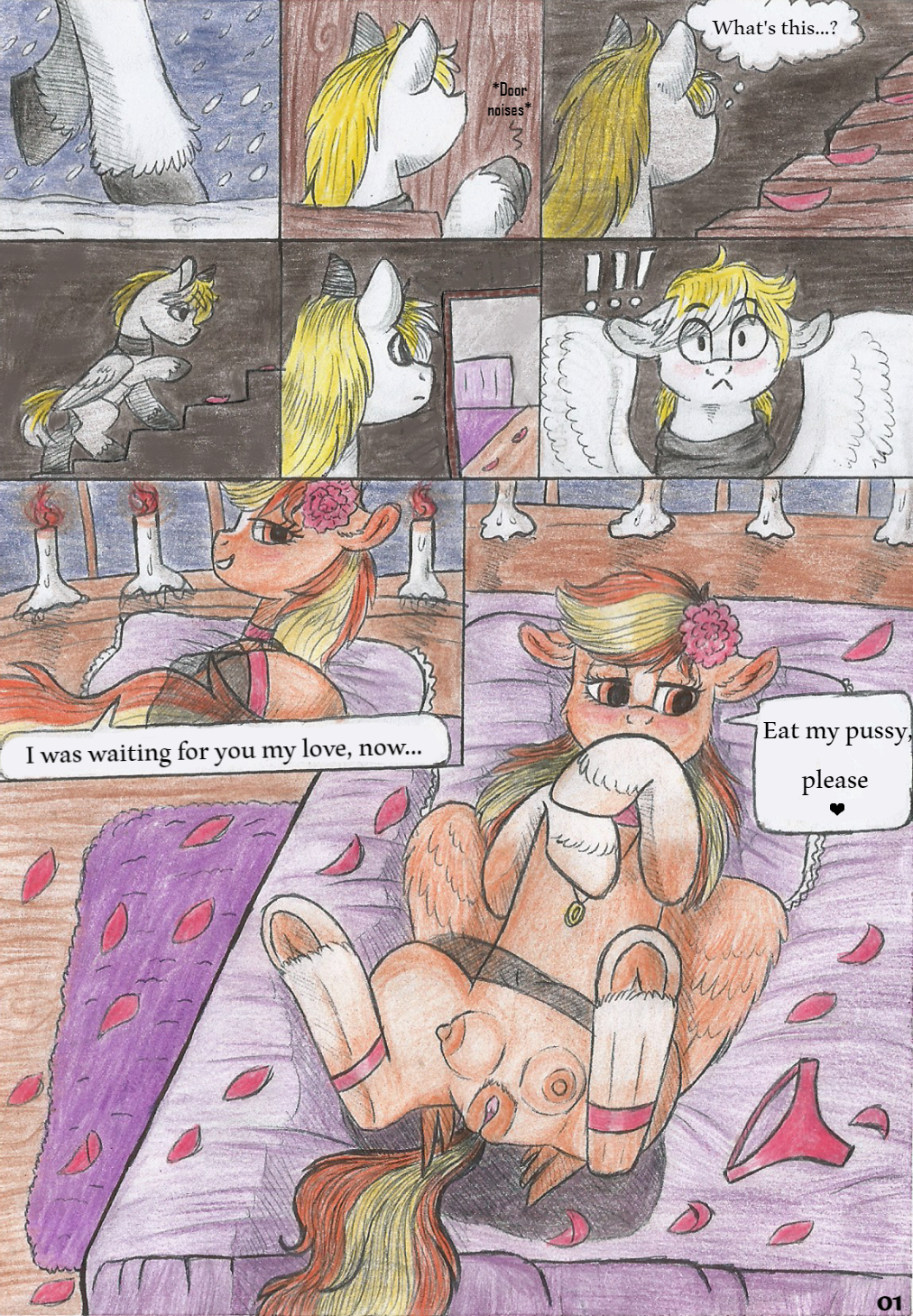 69bea blush breasts comic equine female feral friendship_is_magic honeymoon horny_(disambiguation) male mammal married my_little_pony nipples nude pegasus petals pussy serenity shy traditional_media_(artwork) white_feather wings