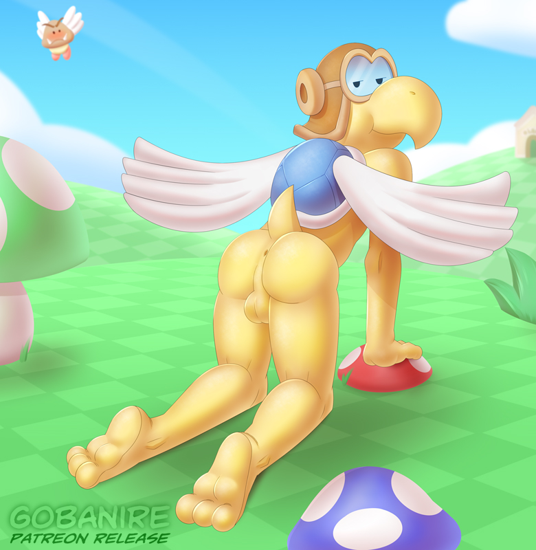 butt gobanire goomba koopa male mario_bros nintendo outside paper_mario parakarry scalie video_games wings