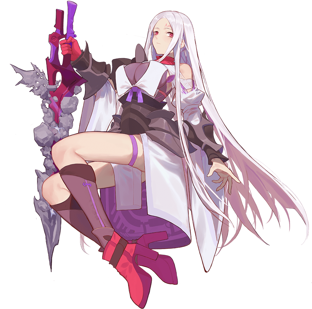1girl albino ark_order armor asymmetrical_sleeves bare_shoulders black_shirt boots bow breasts detached_sleeves dress facial_mark flower full_body gloves golem_(ark_order) holding holding_sword holding_weapon invisible_chair japanese_clothes juliet_sleeves kimono kneehighs large_breasts long_hair long_sleeves looking_at_viewer mismatched_sleeves official_art pink_footwear pink_gloves puffy_sleeves purple_socks red_cucumber red_eyes shirt sidelocks single_glove sitting socks solo sword tachi-e thigh_strap transparent_background very_long_hair weapon white_dress white_hair white_kimono wide_sleeves