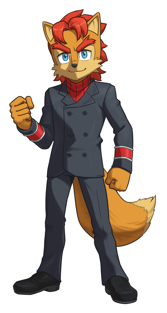 ace_attorney_(series) alpha_channel anthro apollo_justice blue_eyes brown_fur chipmunk clothing crossover elias_acorn fur hair joeadok looking_at_viewer male mammal red_hair rodent simple_background smile solo sonic_(series) standing transparent_background